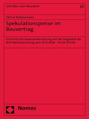 cover image of Spekulationspreise im Bauvertrag